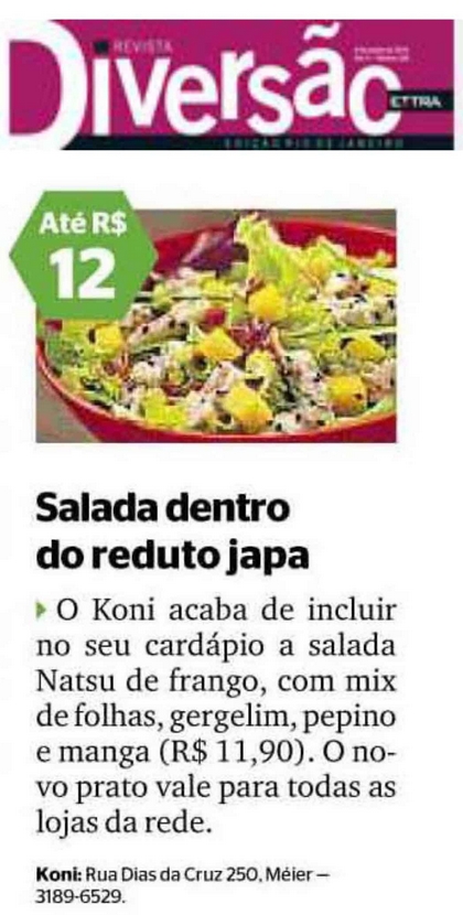 Koni aposta na salada Natsu de frango para o verão