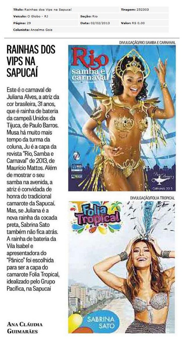 Rainha dos VIPS na Sapucaí | Rio Samba & Carnaval