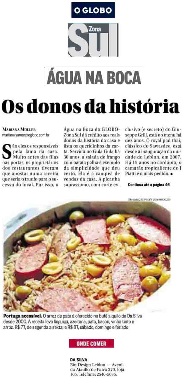DaSilva - O Arroz de Pato é oferecido no bufê a quilo do Da Silva desde 2000