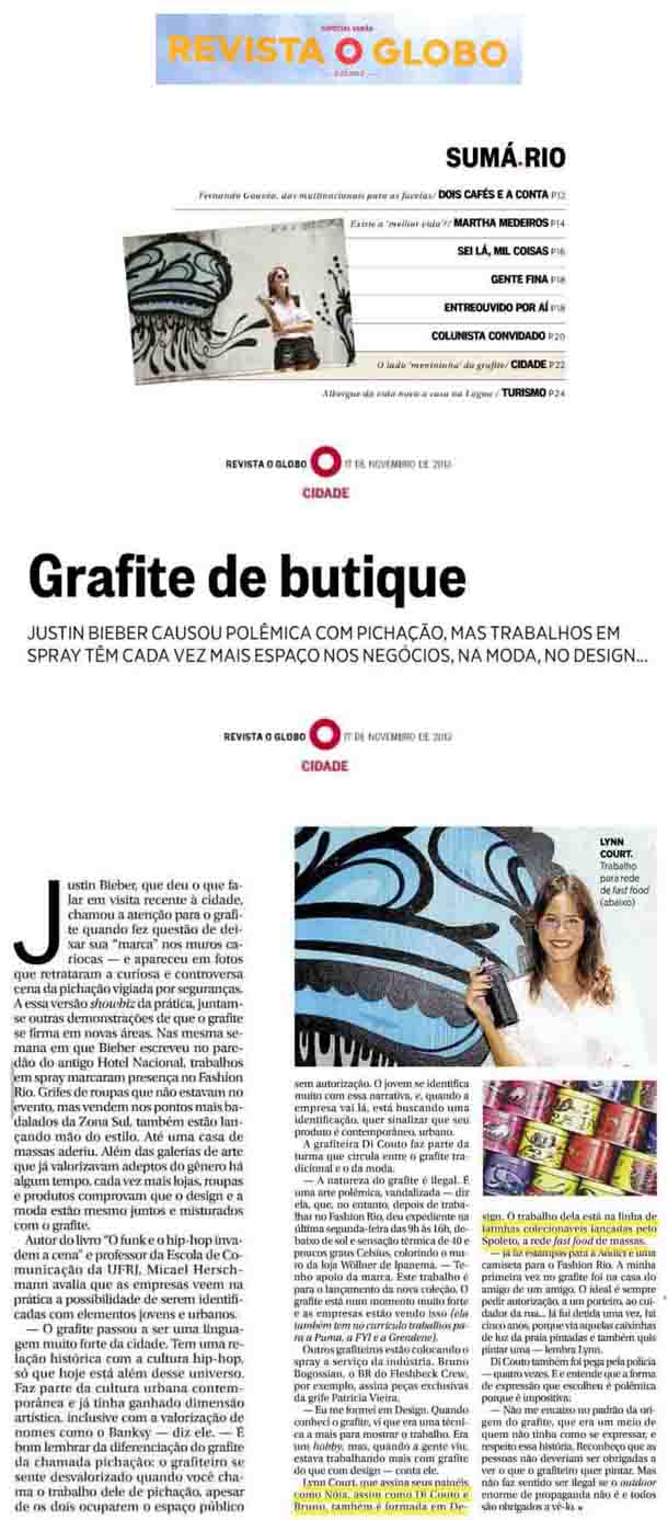 Spoleto - Revista O Globo - Grafite de Butique