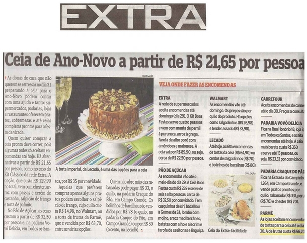 Parmê oferece Torta de Frutas para comemorar a chegada do Ano Novo