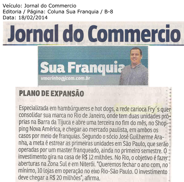 Plano de Expansão - Jornal do Commercio - Coluna Sua Franquia