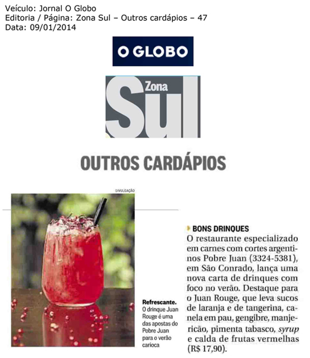 Pobre Juan aposta em drinks refrescantes para o verão