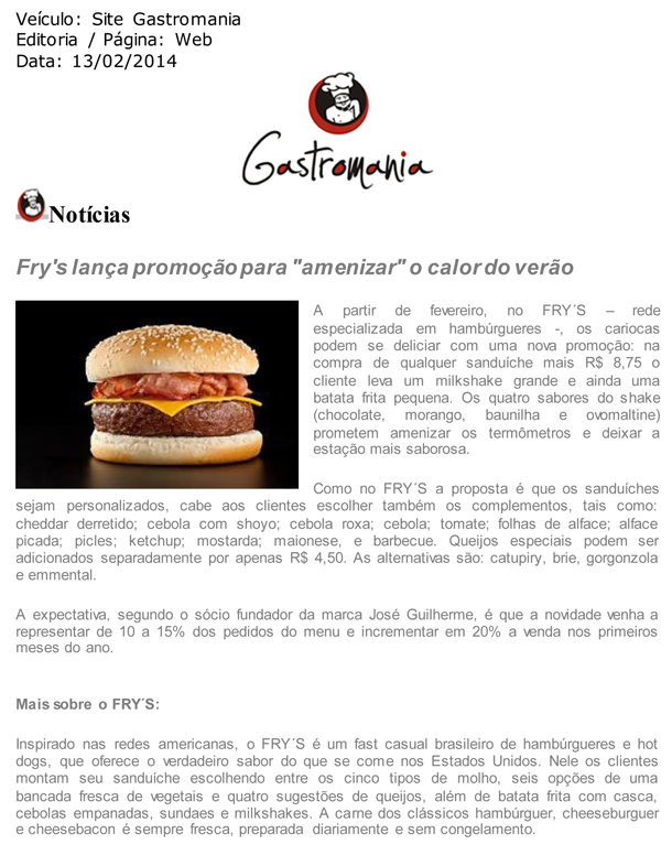 Fry's lança promoção para "amenizar" o calor do verão - Site Gastronomia